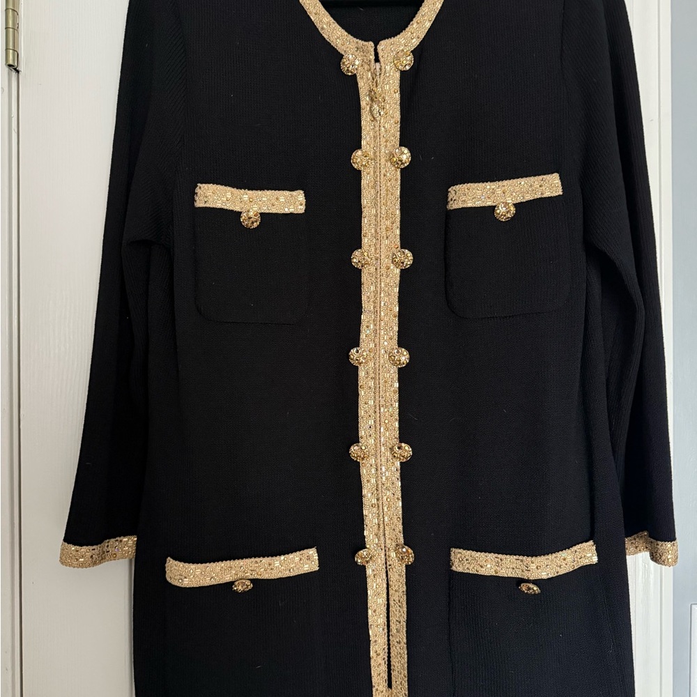 St. John Black Knit with Gold Accents 14